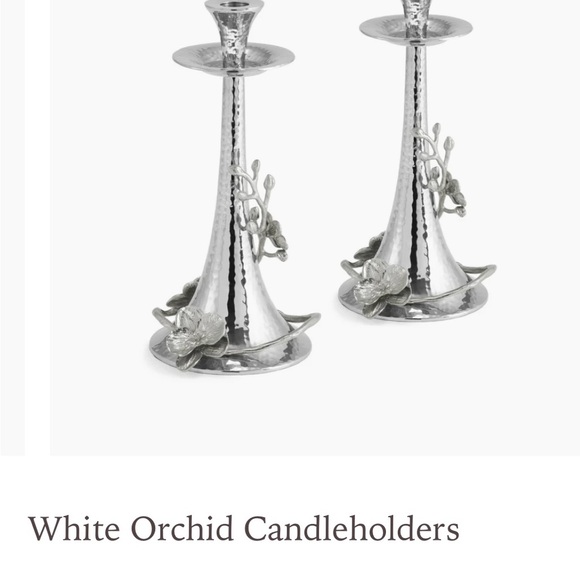 Michael Aram white orchid Silver Candle Holders - Picture 2 of 8
